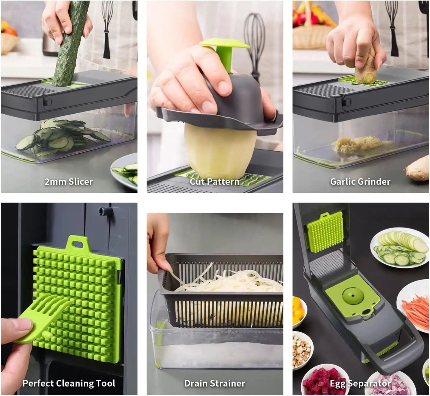 16-in-1 Vegetable Chopper & Food Slicer with Container
