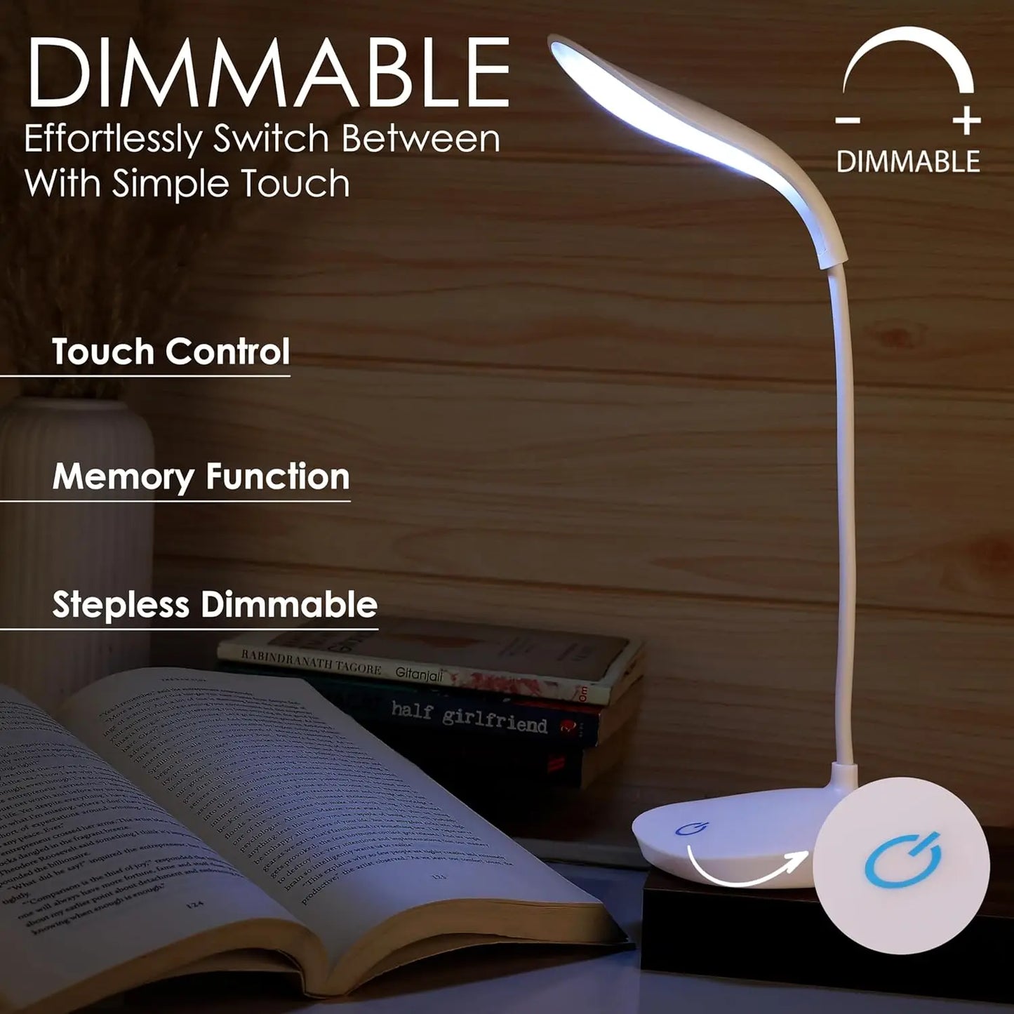 3-Level Dimmable Touch-Control LED Desk Lamp