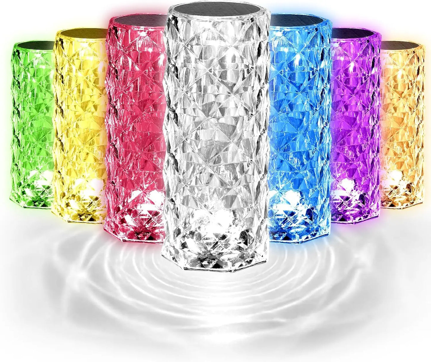 16-Color Rechargeable Rose Crystal Lamp with Remote