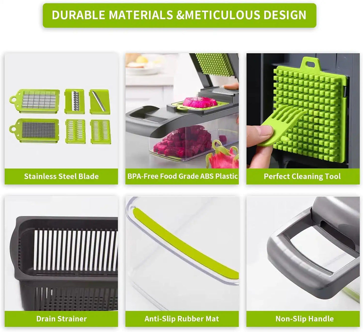 16-in-1 Vegetable Chopper & Food Slicer with Container