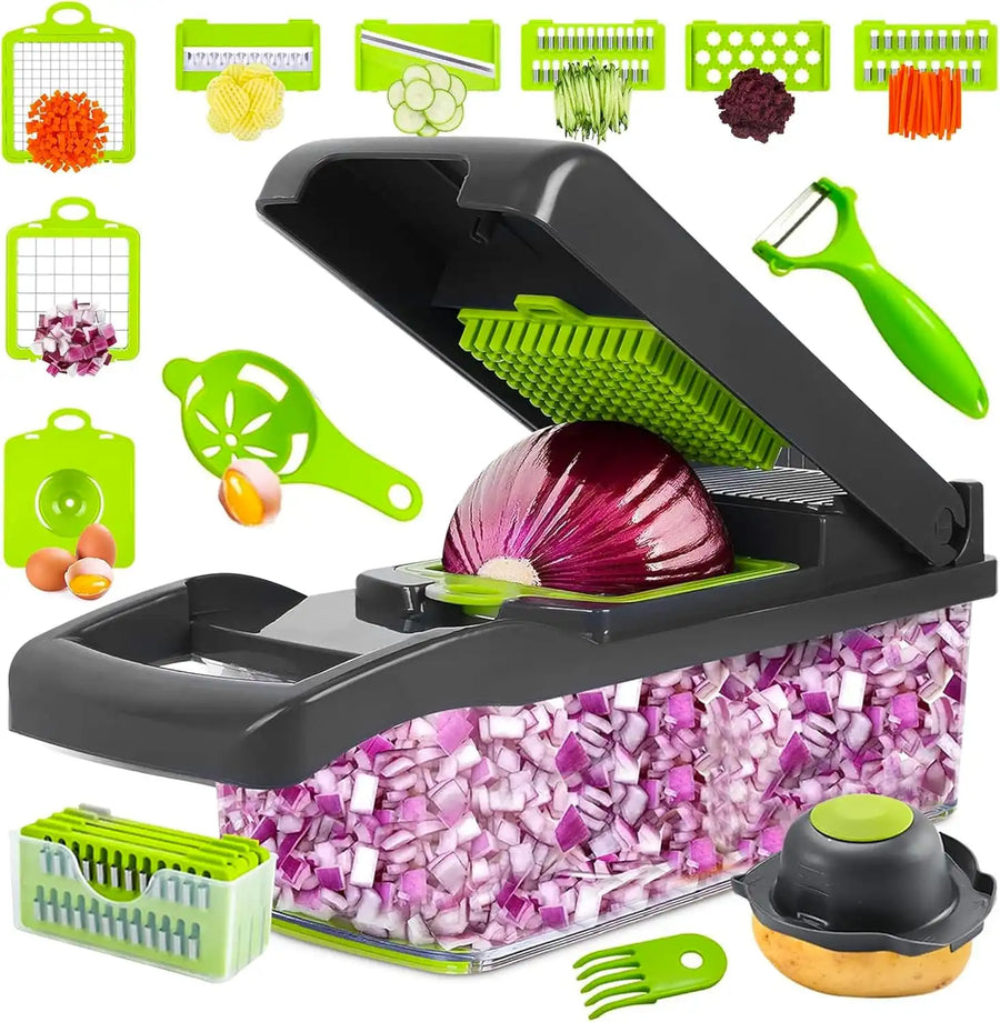 16-in-1 Vegetable Chopper & Food Slicer with Container