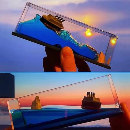 Titanic Liquid Wave Cruise Ship Motion Desk Toy Home Decor