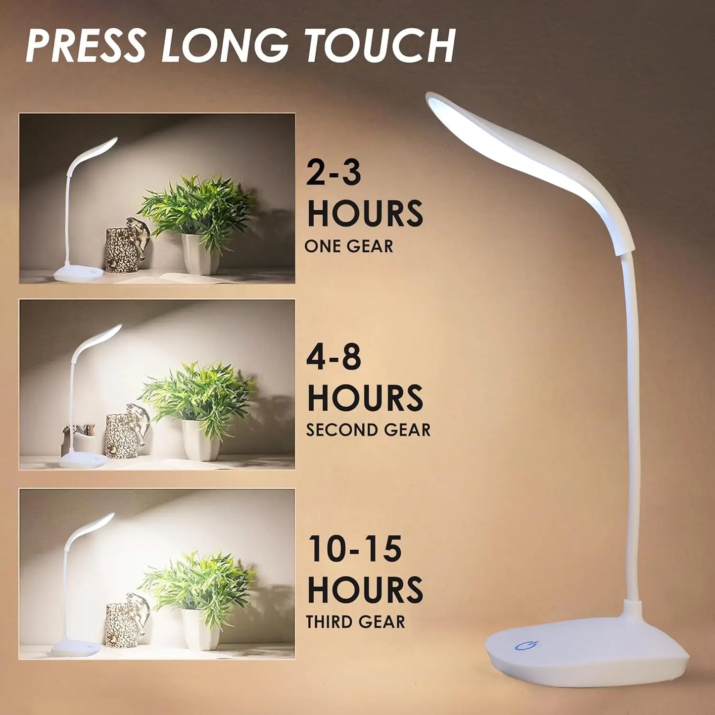 3-Level Dimmable Touch-Control LED Desk Lamp