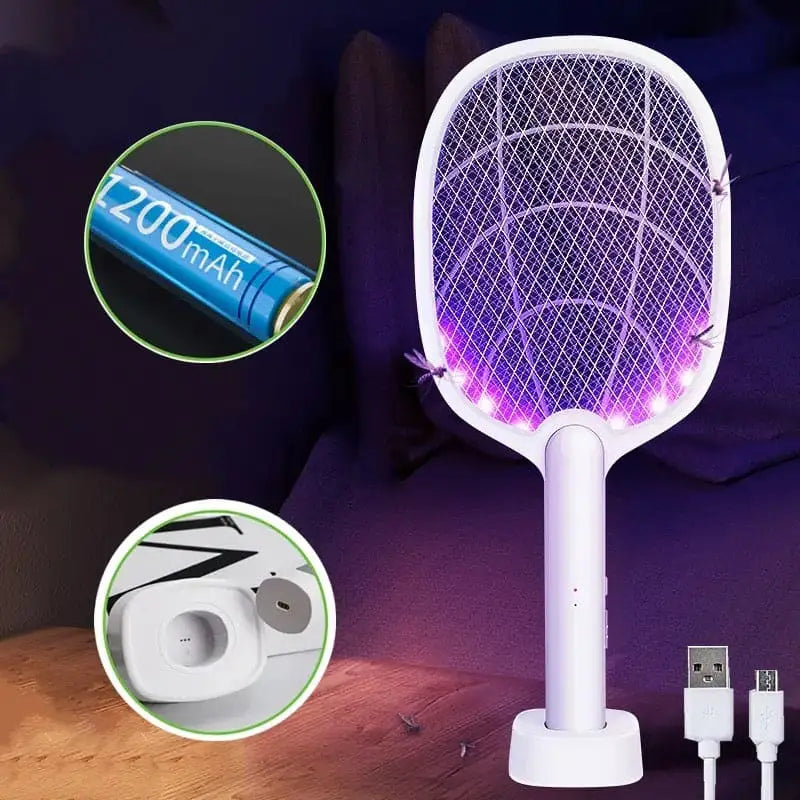 USB Rechargeable Mosquito Racket with Charging Stand