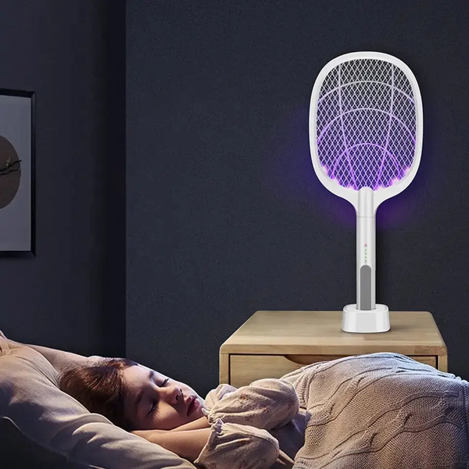 USB Rechargeable Mosquito Racket with Charging Stand