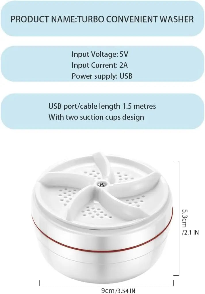 Portable Ultrasonic Turbine Mini Washing Machine