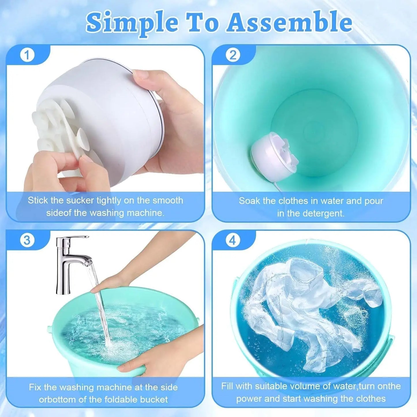 Portable Ultrasonic Turbine Mini Washing Machine