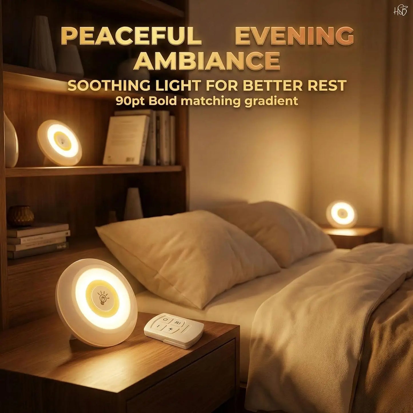 Pack of 3 Wireless LED Tap Lights with Remote