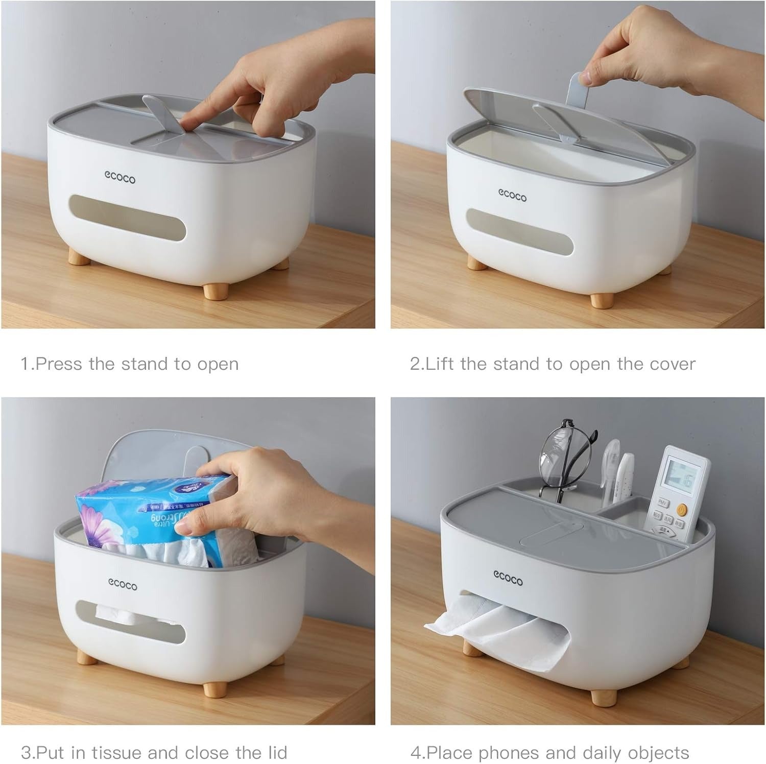 ECOCO Tissue Box Desk Organizer