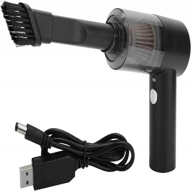 Mini USB Rechargeable Vacuum Cleaner with brush attachment and USB cable
